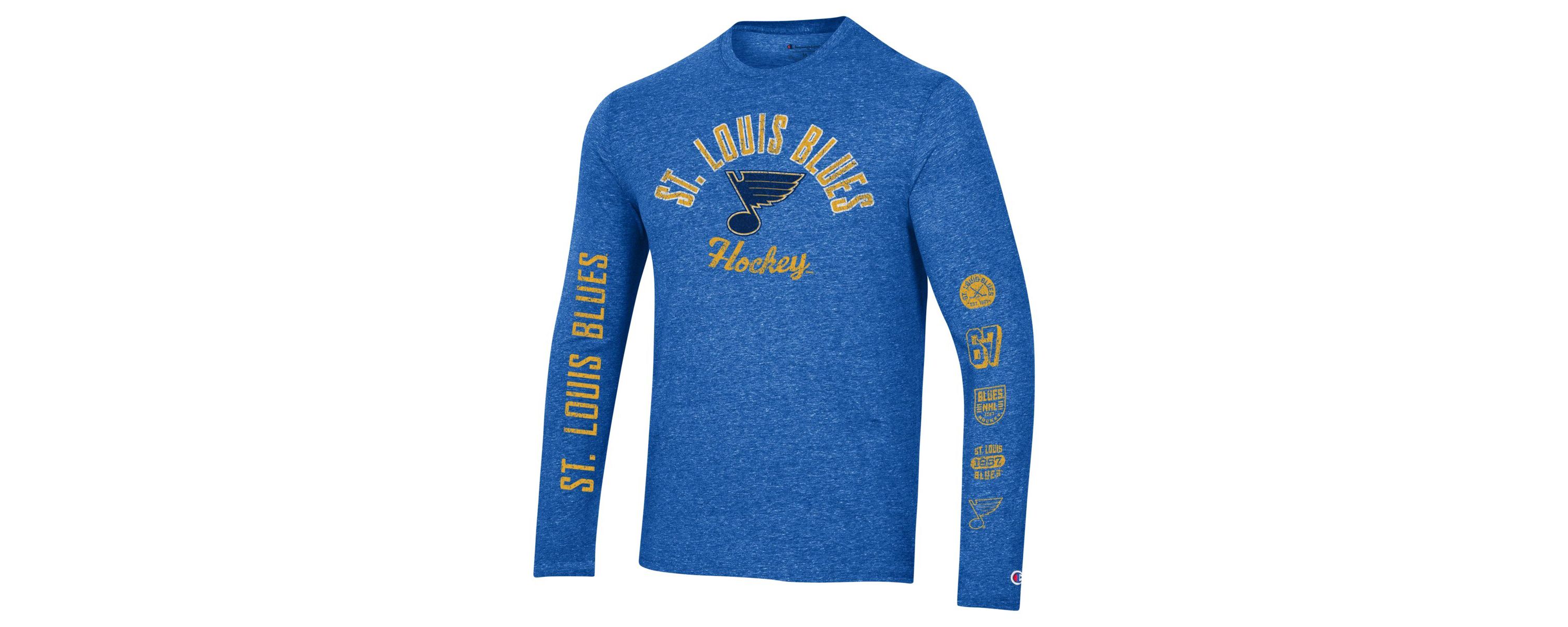 NHL St. Louis Blues Multi-Logo Tri-Blend Long Sleeve T-Shirt