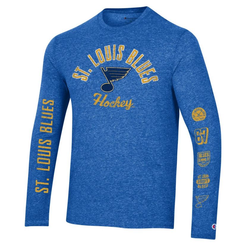 NHL St. Louis Blues Multi-Logo Tri-Blend Long Sleeve T-Shirt