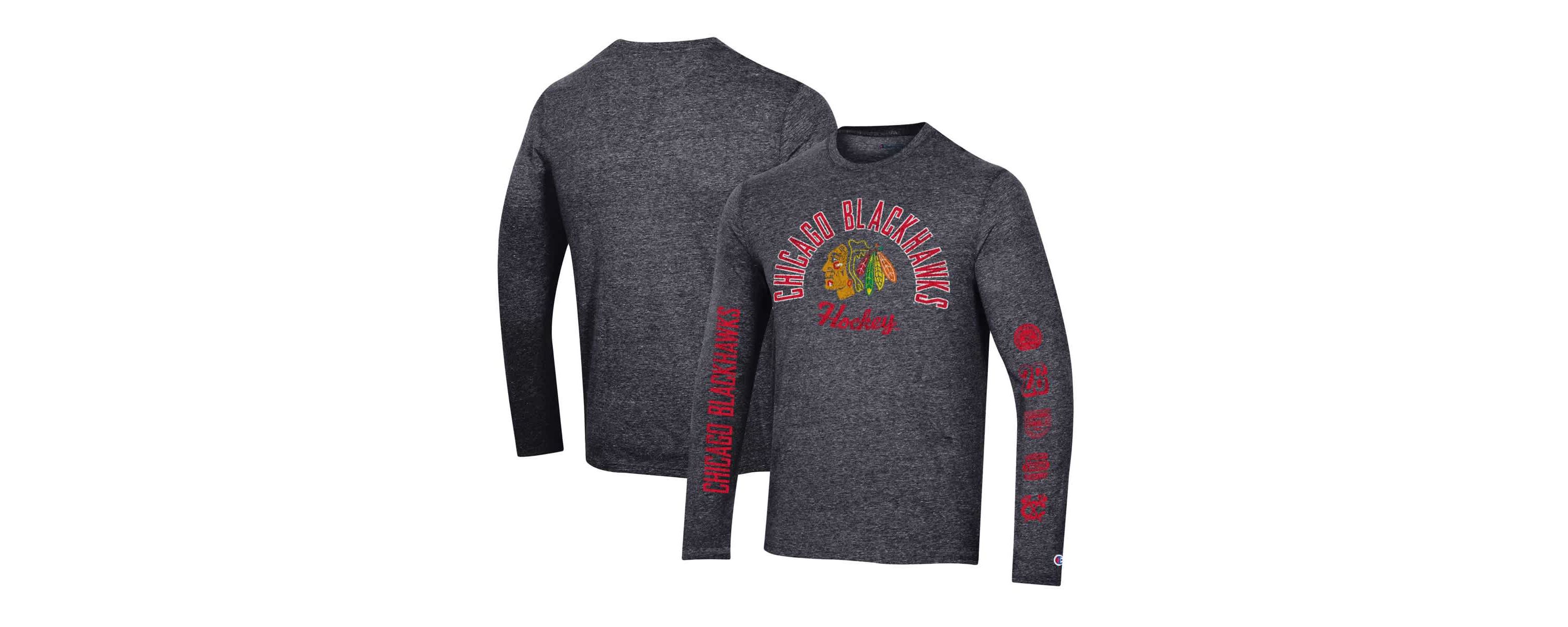 NHL Chicago Blackhawks Multi-Logo Tri-Blend Long Sleeve T-Shirt