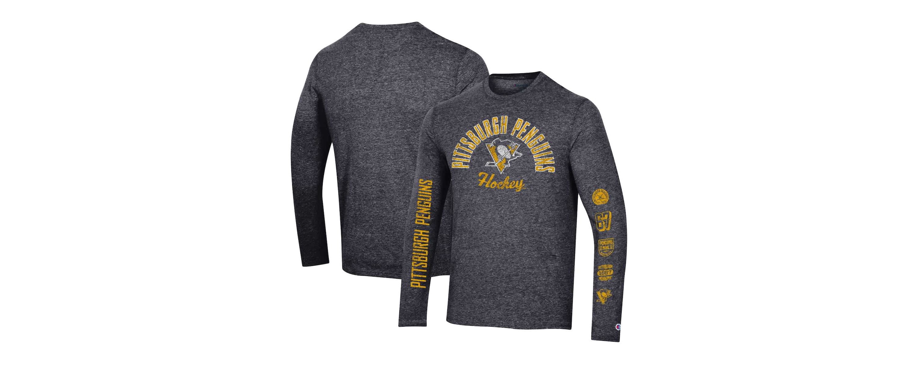 NHL Pittsburgh Penguins Multi-Logo Tri-Blend Long Sleeve T-Shirt