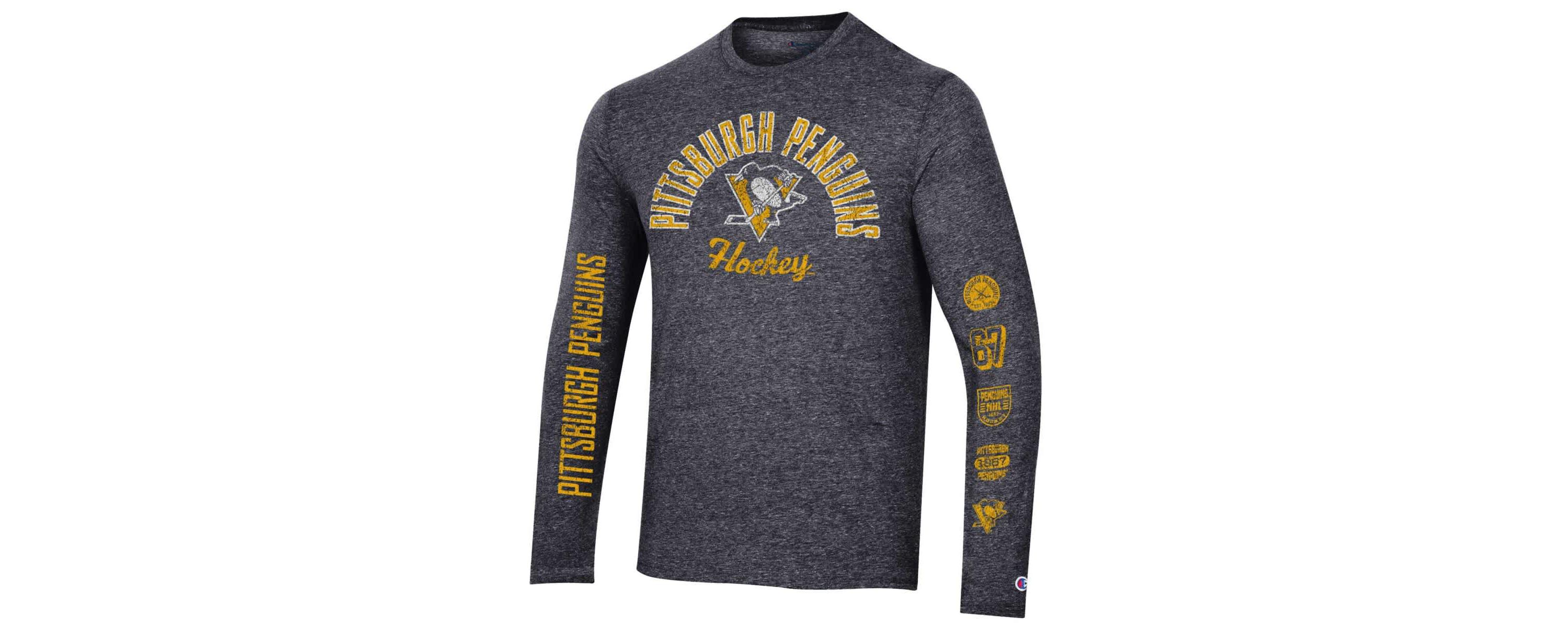 NHL Pittsburgh Penguins Multi-Logo Tri-Blend Long Sleeve T-Shirt