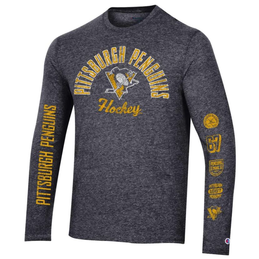NHL Pittsburgh Penguins Multi-Logo Tri-Blend Long Sleeve T-Shirt