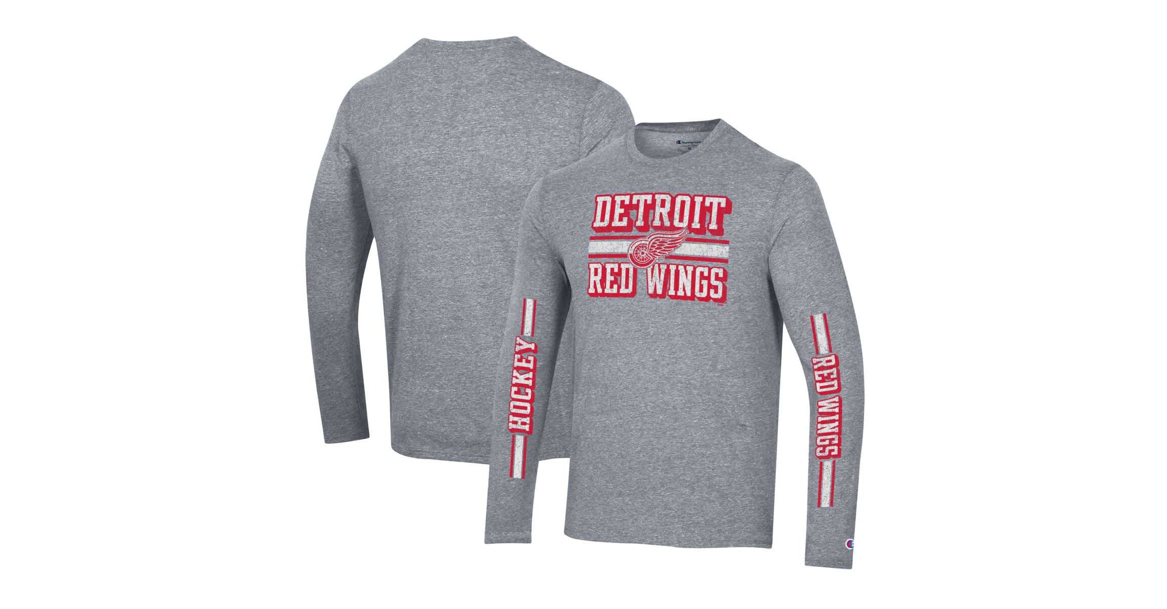 NHL Detroit Wings Tri-Blend Dual-Stripe Long Sleeve T-Shirt