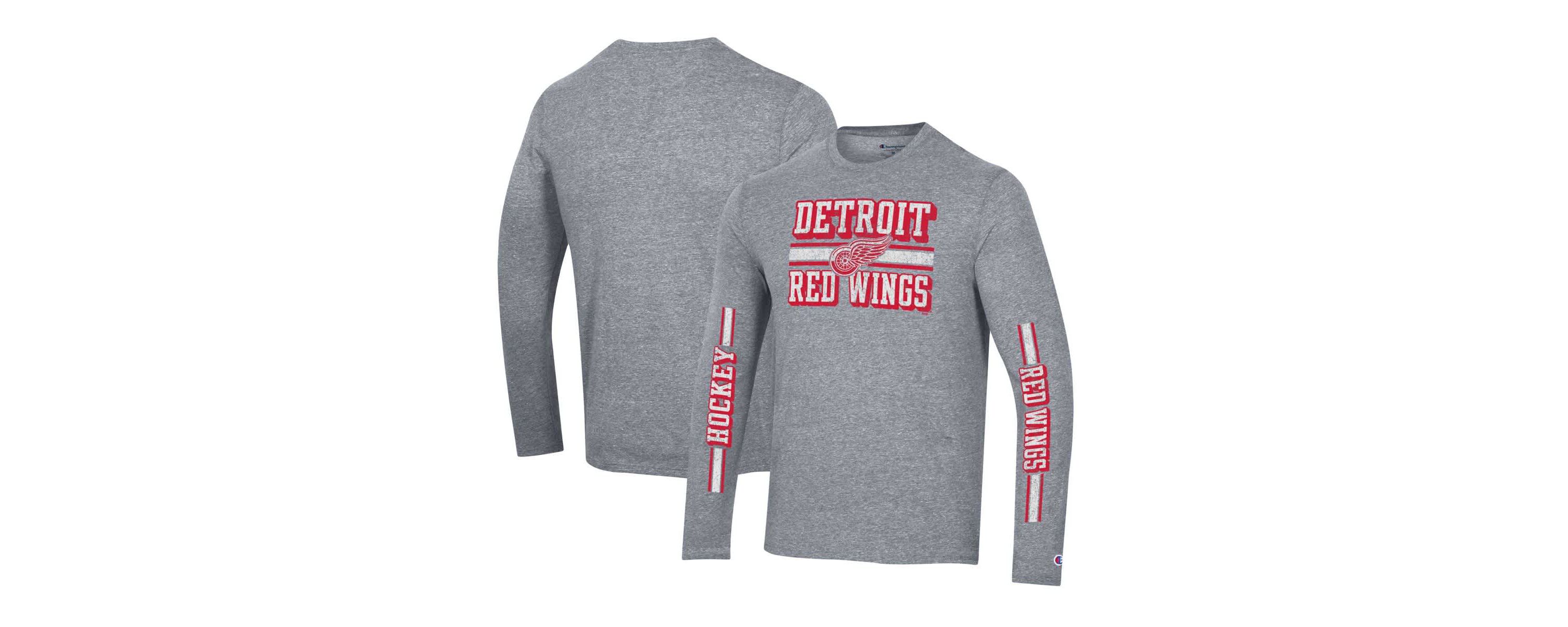 NHL Detroit Wings Tri-Blend Dual-Stripe Long Sleeve T-Shirt