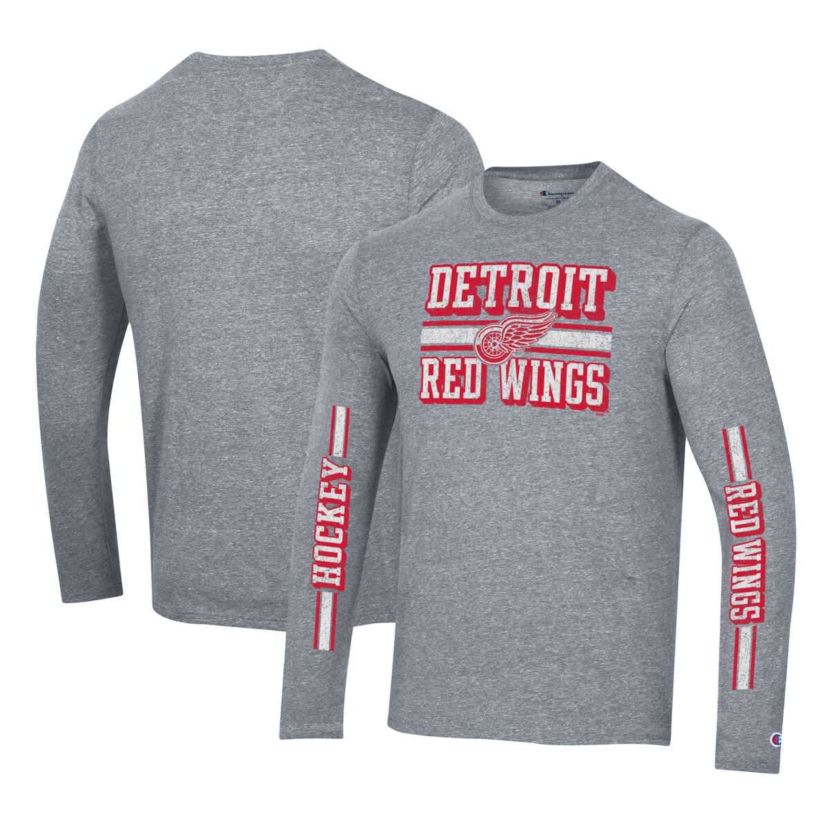 NHL Detroit Wings Tri-Blend Dual-Stripe Long Sleeve T-Shirt