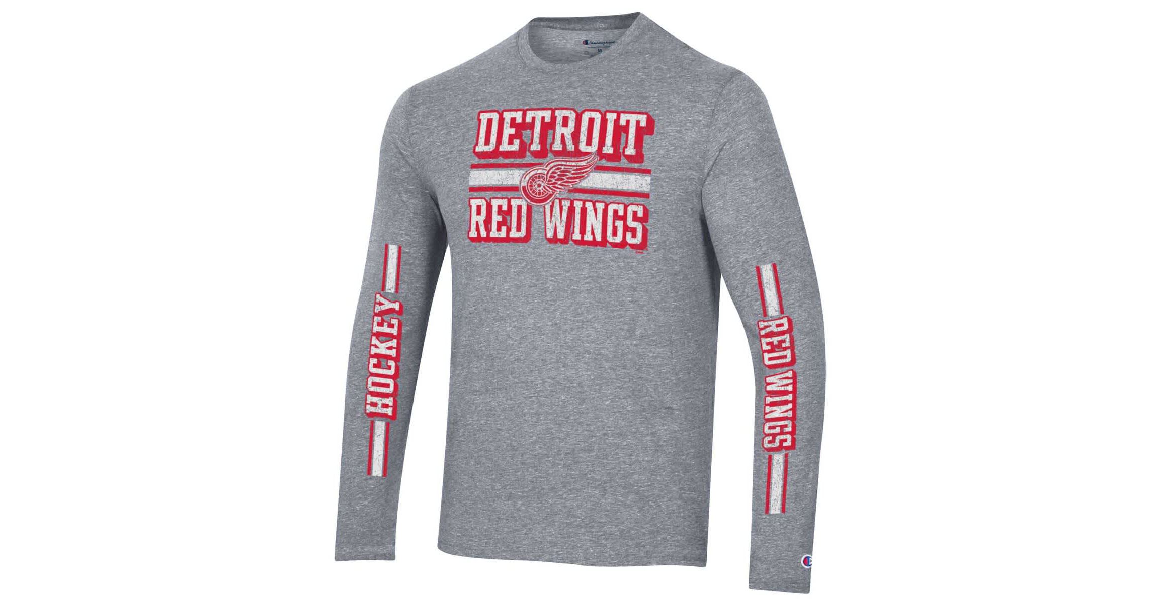 NHL Detroit Wings Tri-Blend Dual-Stripe Long Sleeve T-Shirt