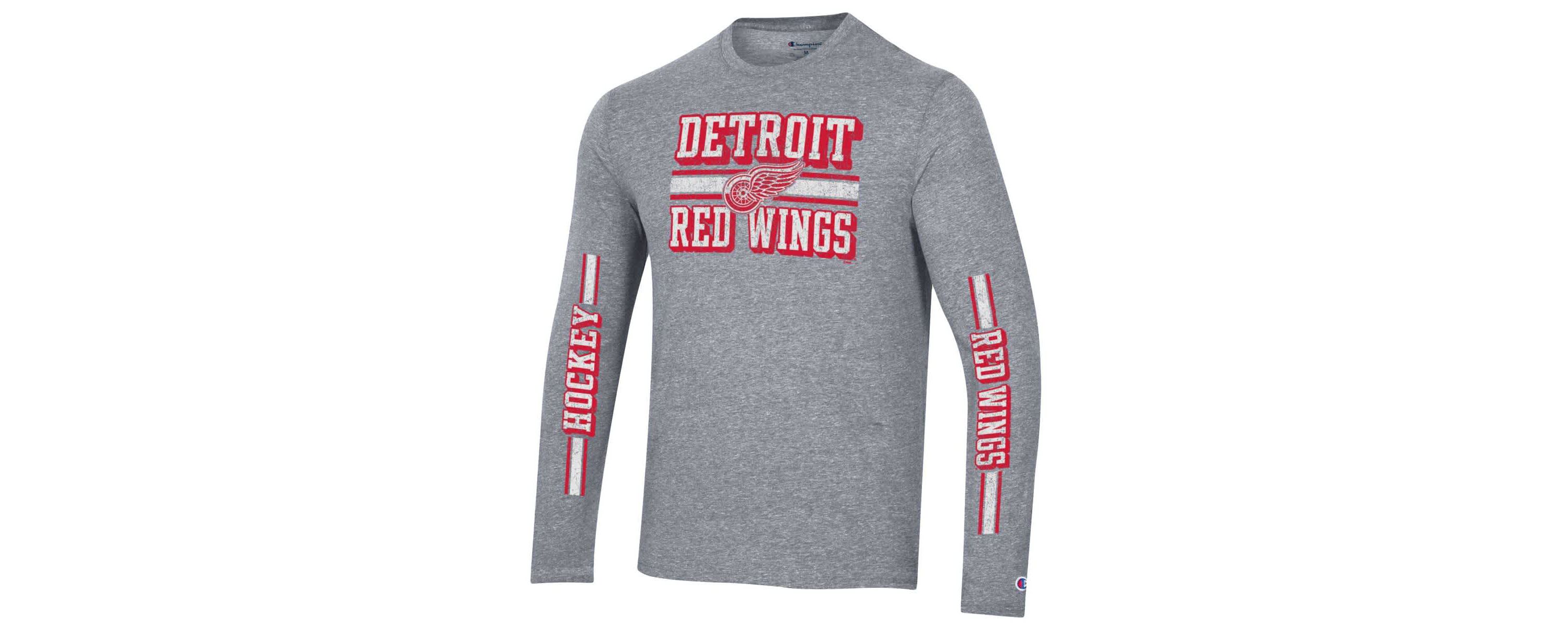 NHL Detroit Wings Tri-Blend Dual-Stripe Long Sleeve T-Shirt