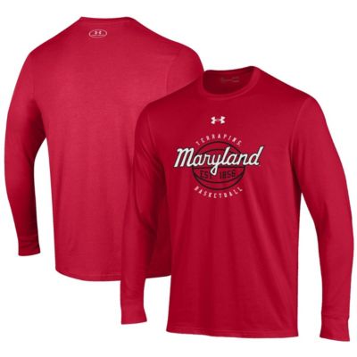 Men's NCAA Under Armour Maryland Terrapins Throwback Basketball Performance Cotton Long Sleeve T-Shirt -  3204155200844163