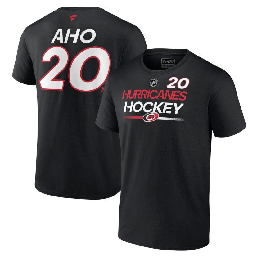 NHL Fanatics Sebastian Aho Carolina Hurricanes Authentic Pro Prime Name & Number T-Shirt