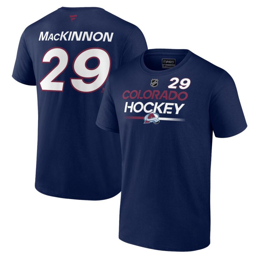 NHL Fanatics Nathan MacKinnon Colorado Avalanche Authentic Pro Prime Name & Number T-Shirt