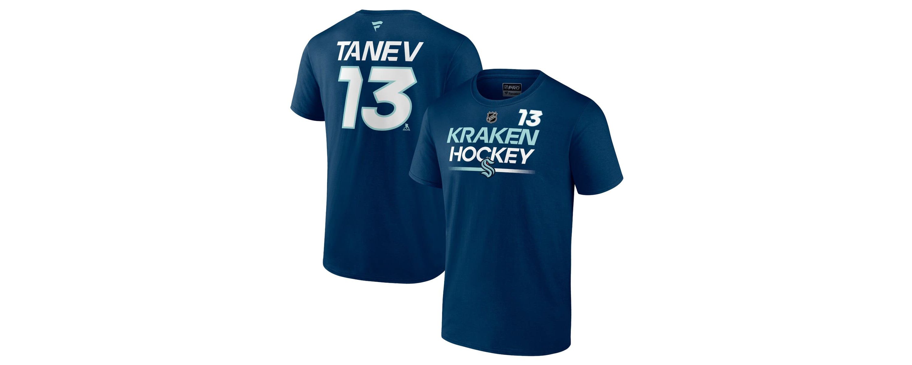 NHL Fanatics Brandon Tanev Deep Sea Seattle Kraken Authentic Pro Prime Name & Number T-Shirt