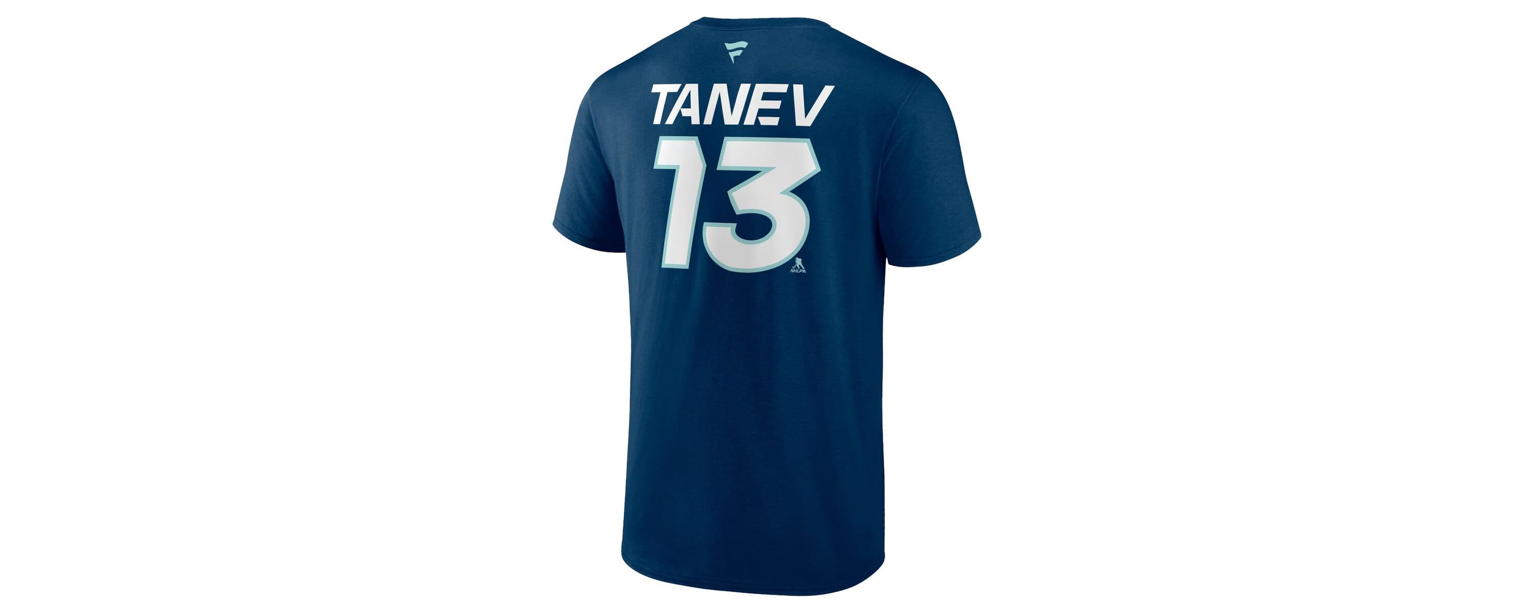 NHL Fanatics Brandon Tanev Deep Sea Seattle Kraken Authentic Pro Prime Name & Number T-Shirt