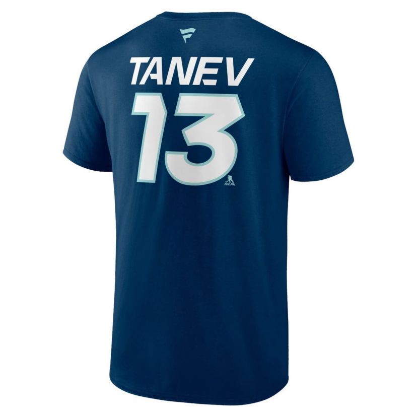 NHL Fanatics Brandon Tanev Deep Sea Seattle Kraken Authentic Pro Prime Name & Number T-Shirt