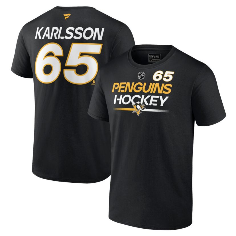 NHL Fanatics Erik Karlsson Pittsburgh Penguins Authentic Pro Prime Name & Number T-Shirt