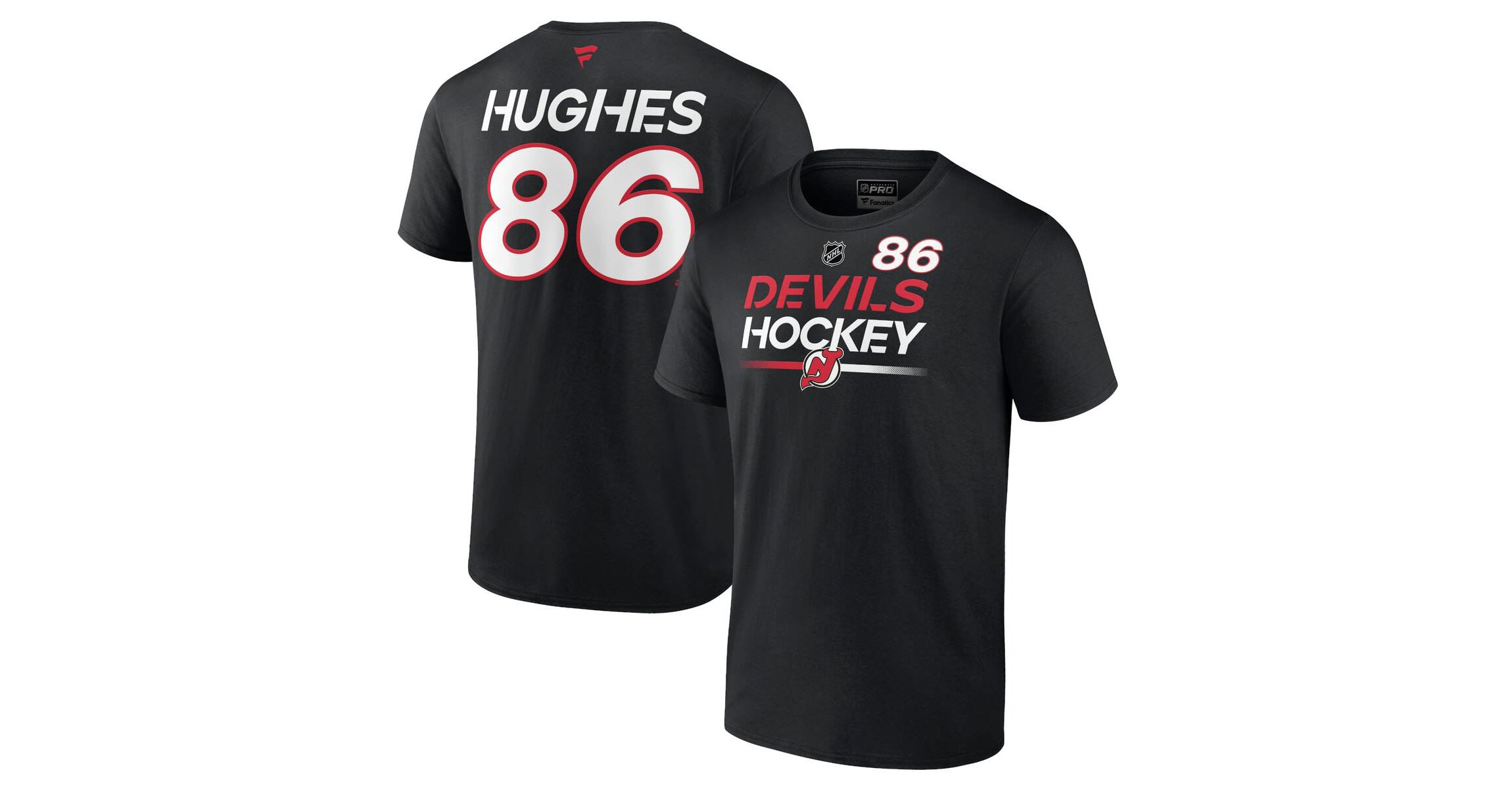 NHL Fanatics Jack Hughes New Jersey Devils Authentic Pro Prime Name & Number T-Shirt