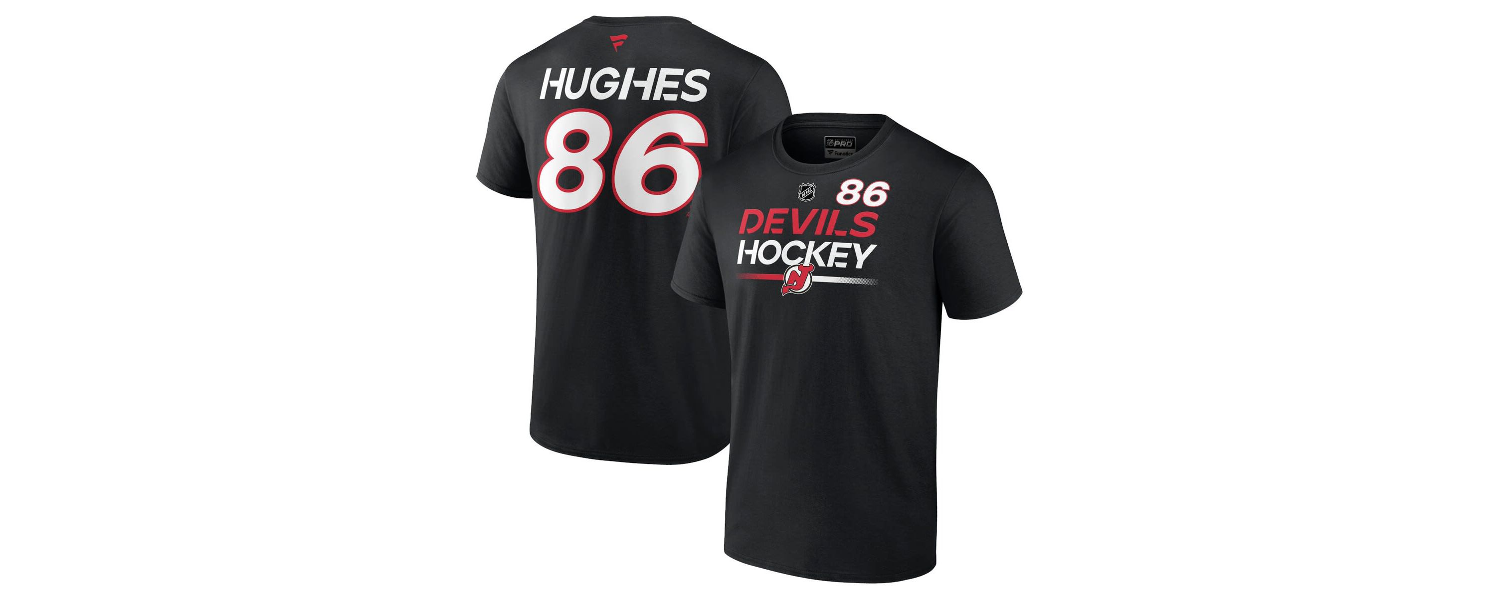 NHL Fanatics Jack Hughes New Jersey Devils Authentic Pro Prime Name & Number T-Shirt