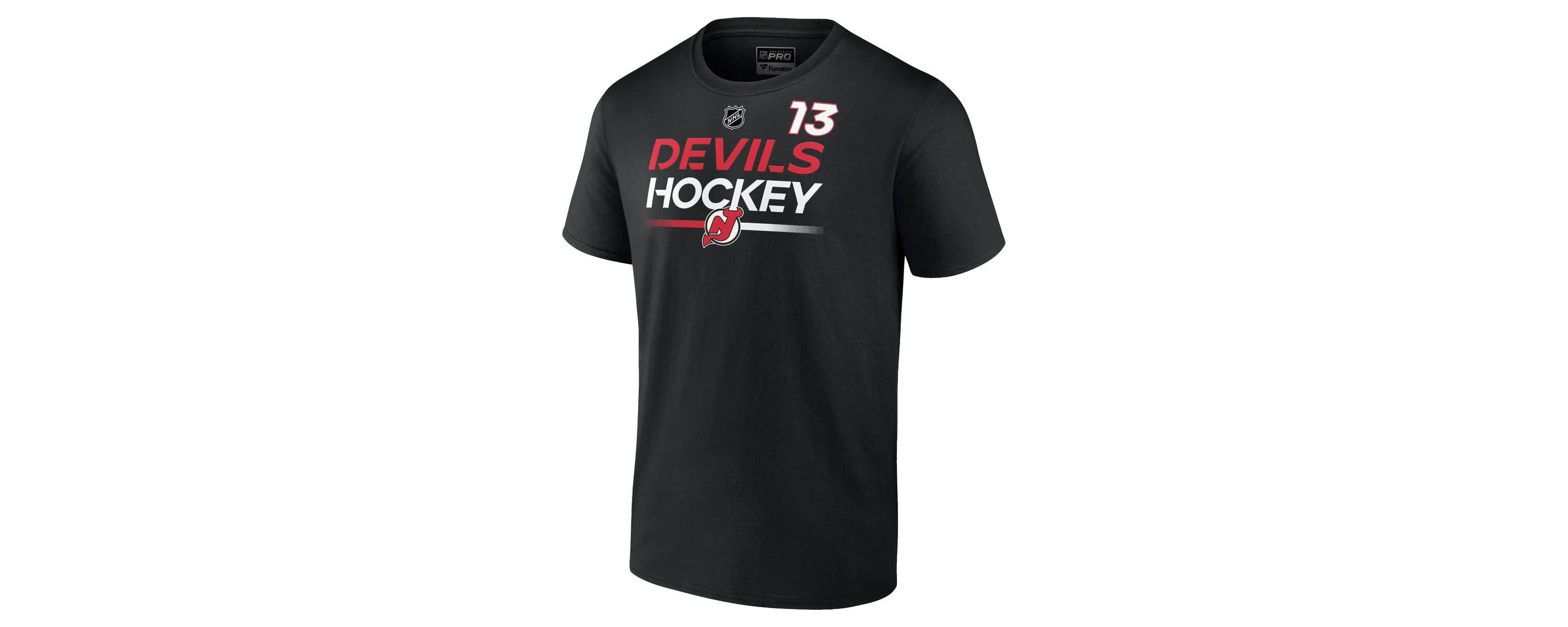 NHL Fanatics Nico Hischier New Jersey Devils Authentic Pro Prime Name & Number T-Shirt