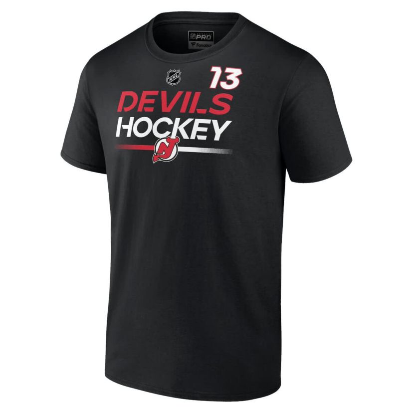 NHL Fanatics Nico Hischier New Jersey Devils Authentic Pro Prime Name & Number T-Shirt