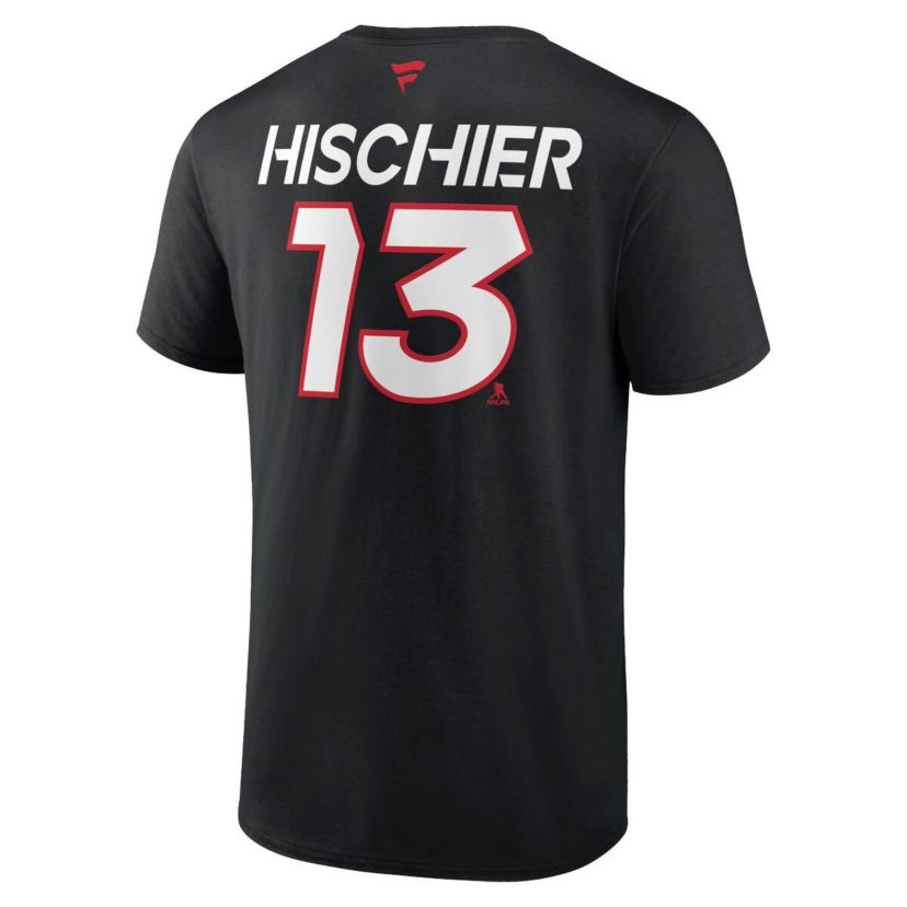 NHL Fanatics Nico Hischier New Jersey Devils Authentic Pro Prime Name & Number T-Shirt