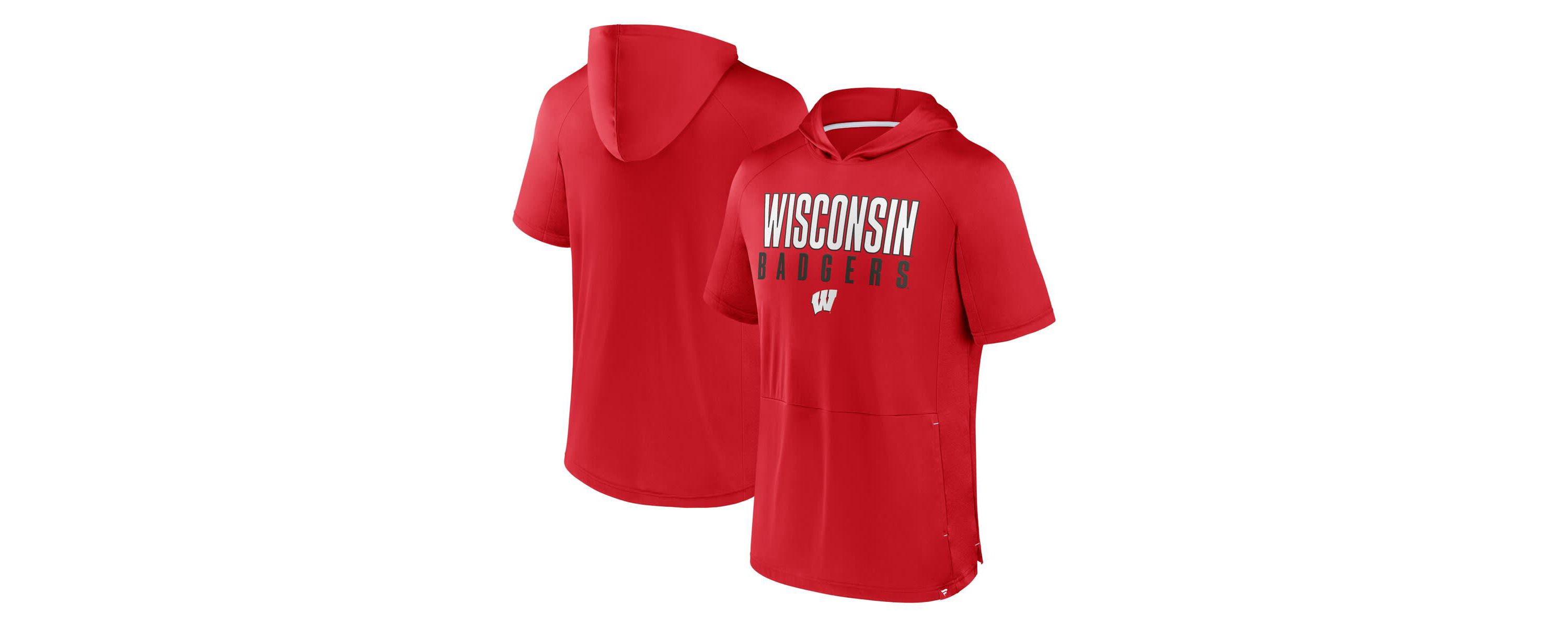 NCAA Fanatics Wisconsin Badgers Core Read Raglan Hoodie T-Shirt