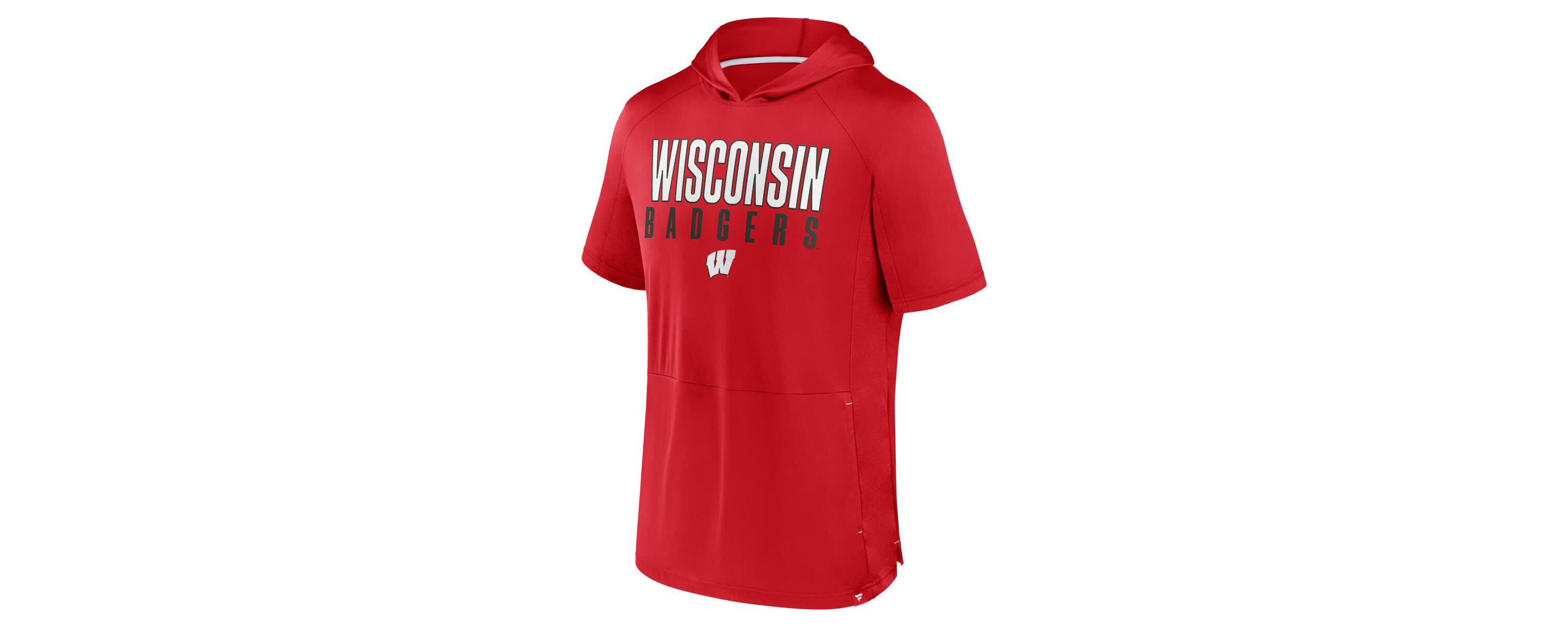 NCAA Fanatics Wisconsin Badgers Core Read Raglan Hoodie T-Shirt