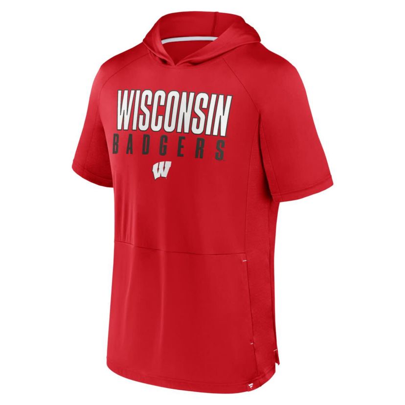 NCAA Fanatics Wisconsin Badgers Core Read Raglan Hoodie T-Shirt