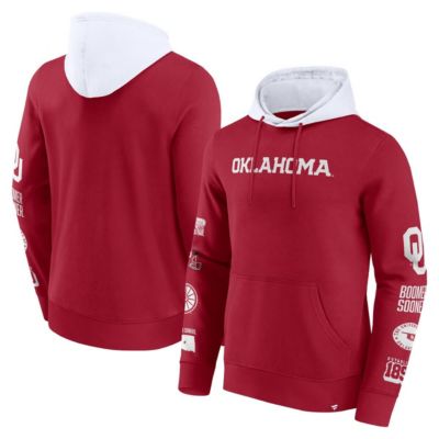 Men's NCAA Fanatics Oklahoma Sooners Color Block Badge Fleece Pullover Hoodie