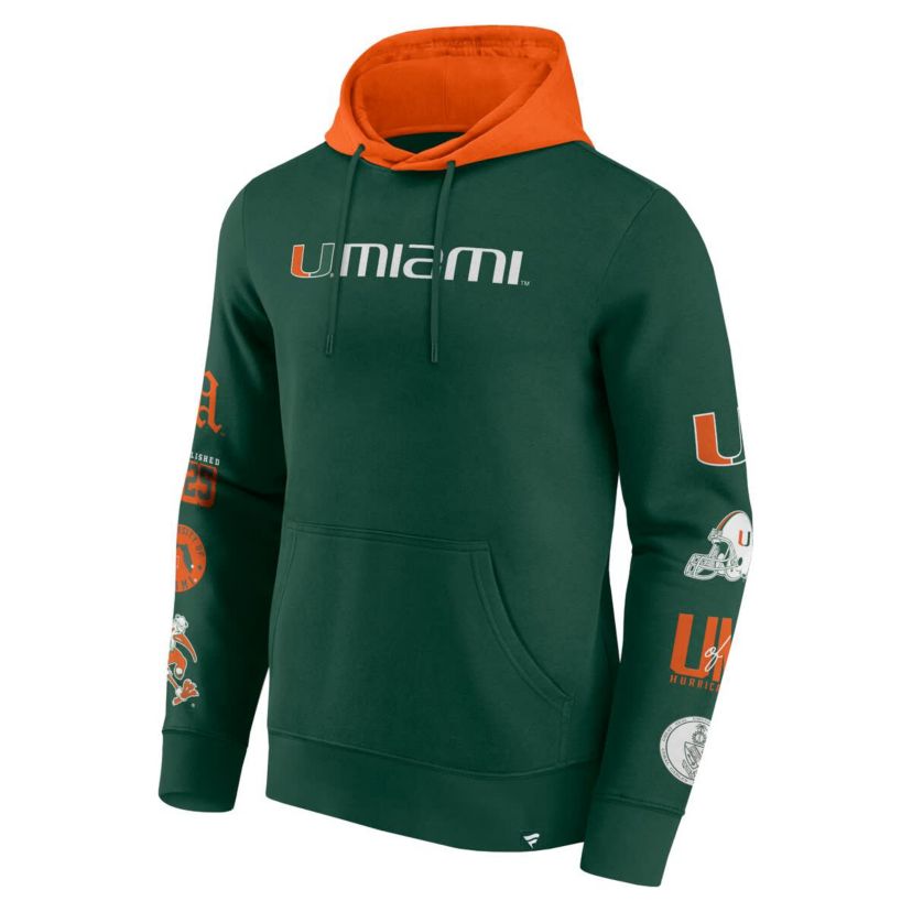 Miami (FL) Hurricanes NCAA Fanatics Miami Hurricanes Color Block Badge Fleece Pullover Hoodie