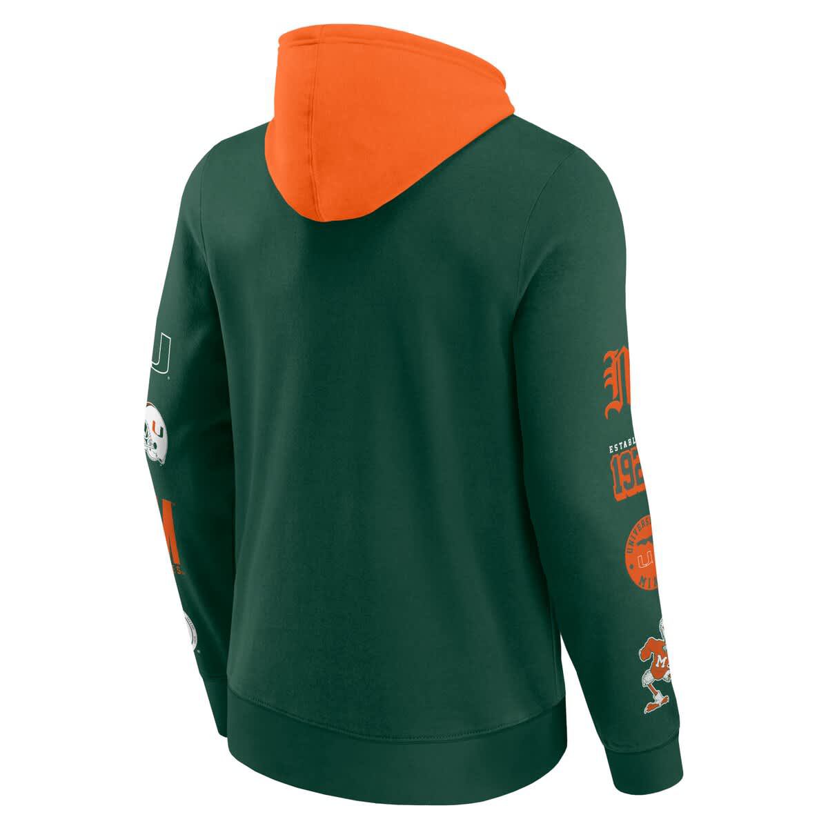 Miami (FL) Hurricanes NCAA Fanatics Miami Hurricanes Color Block Badge Fleece Pullover Hoodie