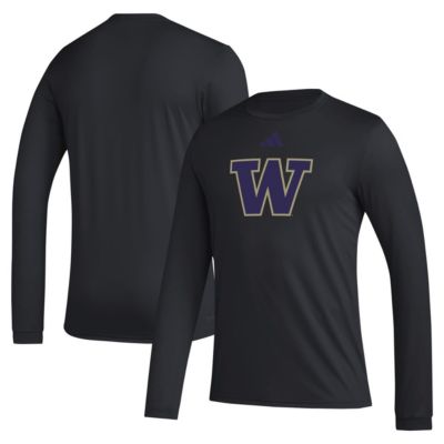 adidas Men's NCAA Washington Huskies Primary Locker Logo Pre-Game Long Sleeve T-Shirt, Black, 2XL