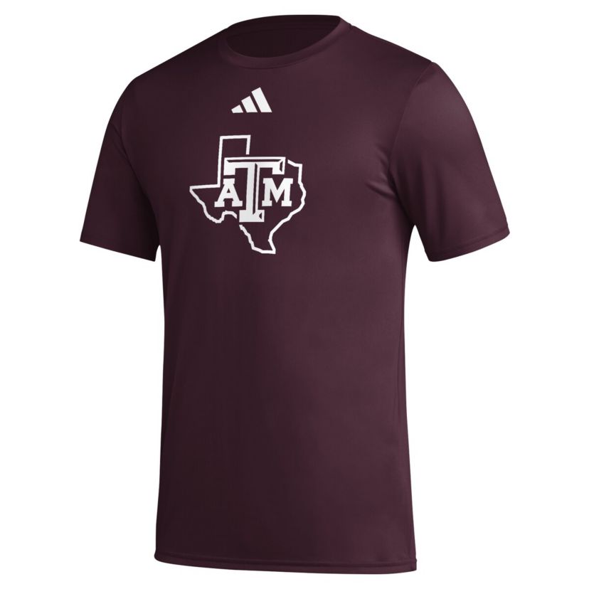 NCAA Texas A&M Aggies Primary Locker Logo Pre-Game AEROREADY T-Shirt