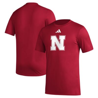 adidas Men's Nebraska Cornhuskers NCAA Nebraska Huskers Primary Locker Logo Pre-Game AEROREADY T-Shirt, Medium