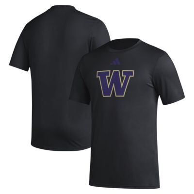 adidas Men's NCAA Washington Huskies Primary Locker Logo Pre-Game AEROREADY T-Shirt, Black, Large