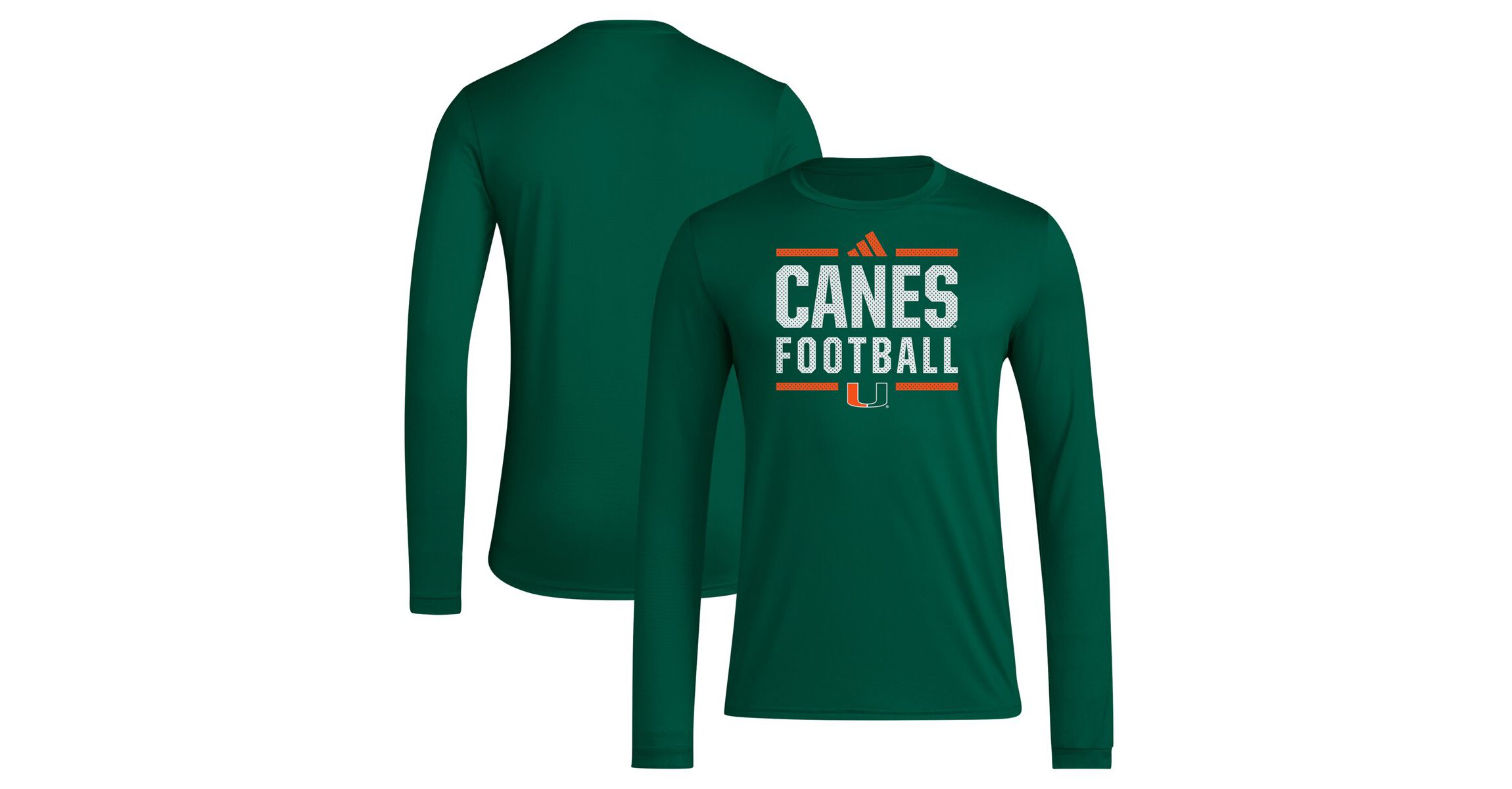 Miami (FL) Hurricanes NCAA Miami Hurricanes Locker Football Pre-Game AEROREADY Long Sleeve T-Shirt