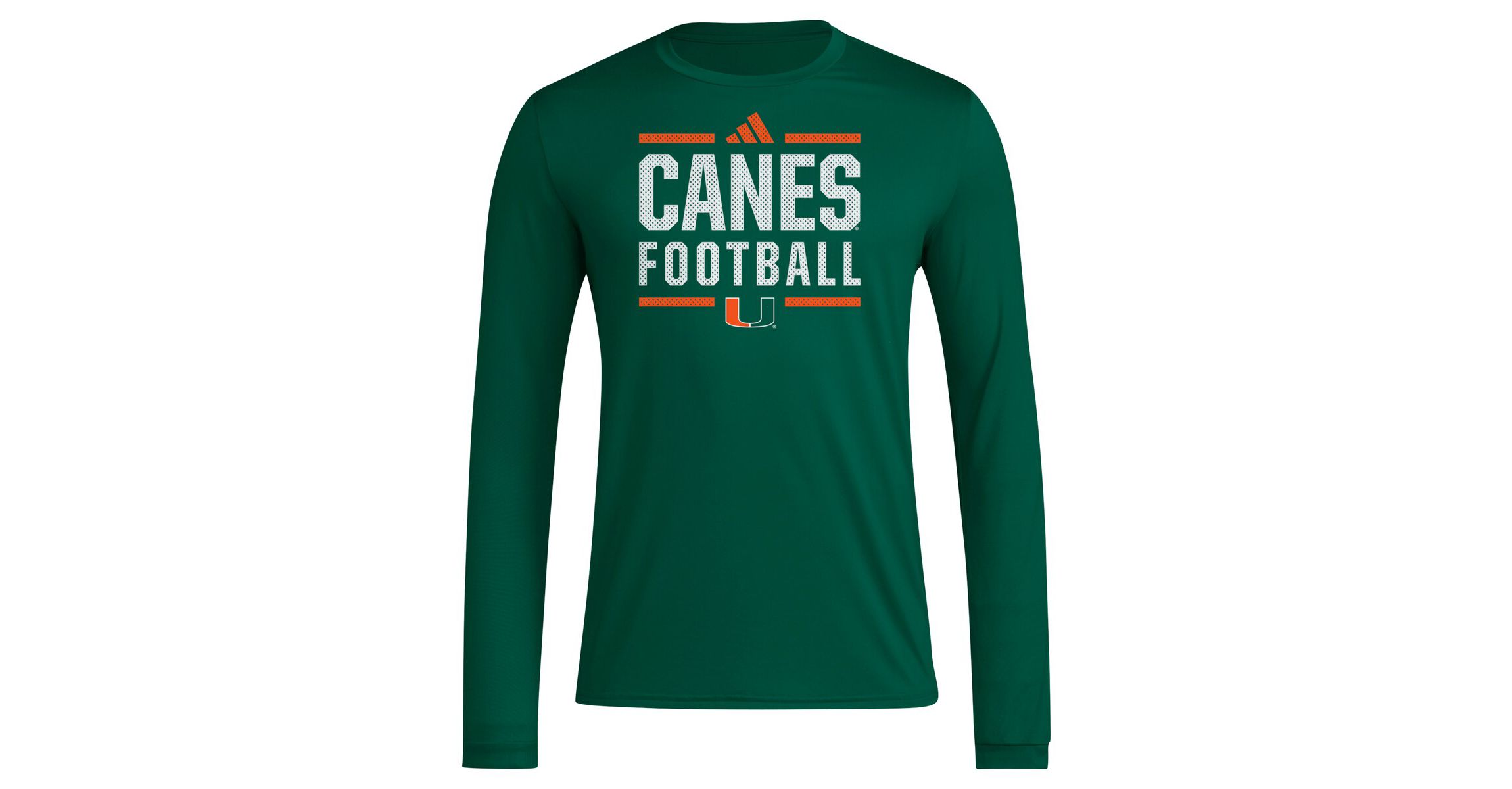 Miami (FL) Hurricanes NCAA Miami Hurricanes Locker Football Pre-Game AEROREADY Long Sleeve T-Shirt