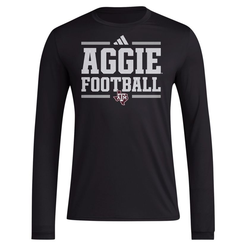 NCAA Texas A&M Aggies Locker Football Pre-Game AEROREADY Long Sleeve T-Shirt