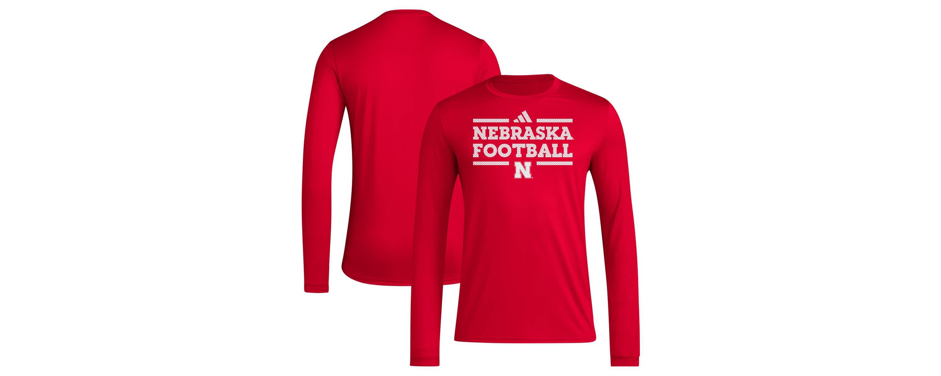 NCAA Nebraska Huskers Locker Football Pre-Game AEROREADY Long Sleeve T-Shirt