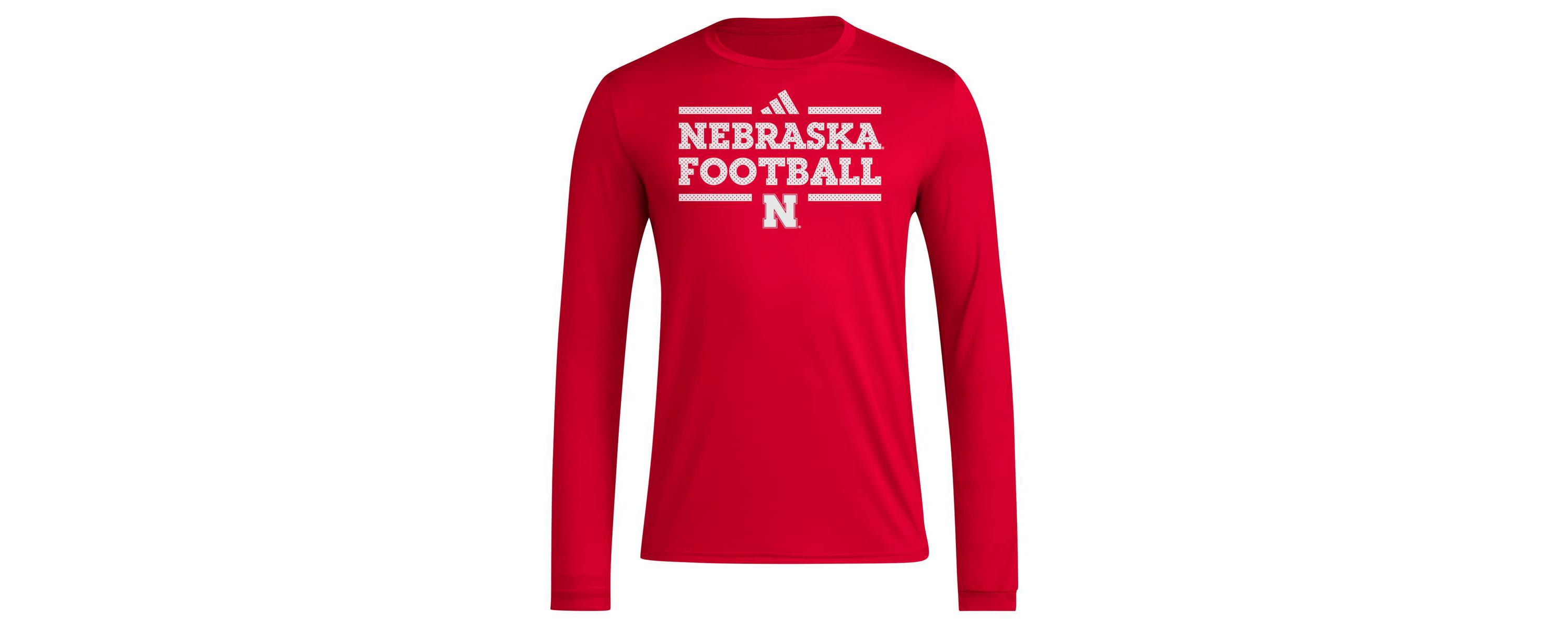 NCAA Nebraska Huskers Locker Football Pre-Game AEROREADY Long Sleeve T-Shirt
