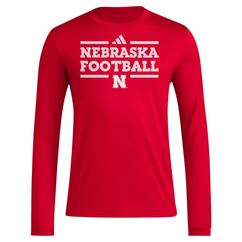 NCAA Nebraska Huskers Locker Football Pre-Game AEROREADY Long Sleeve T-Shirt