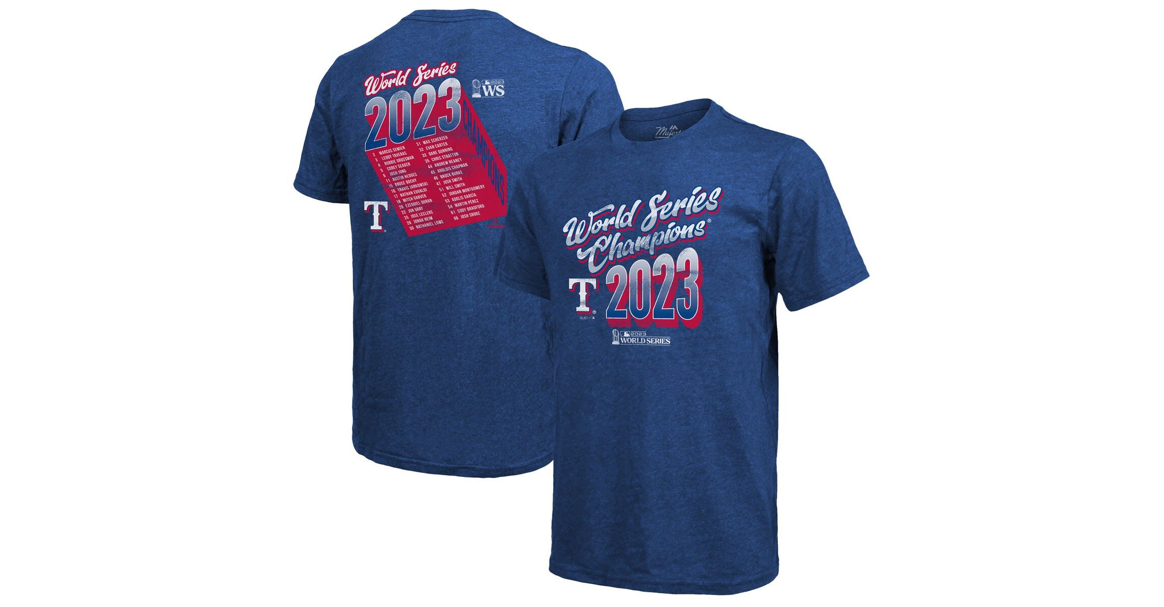 MLB Texas Rangers 2023 World Series s Life Of The Party Tri-Blend Roster T-Shirt
