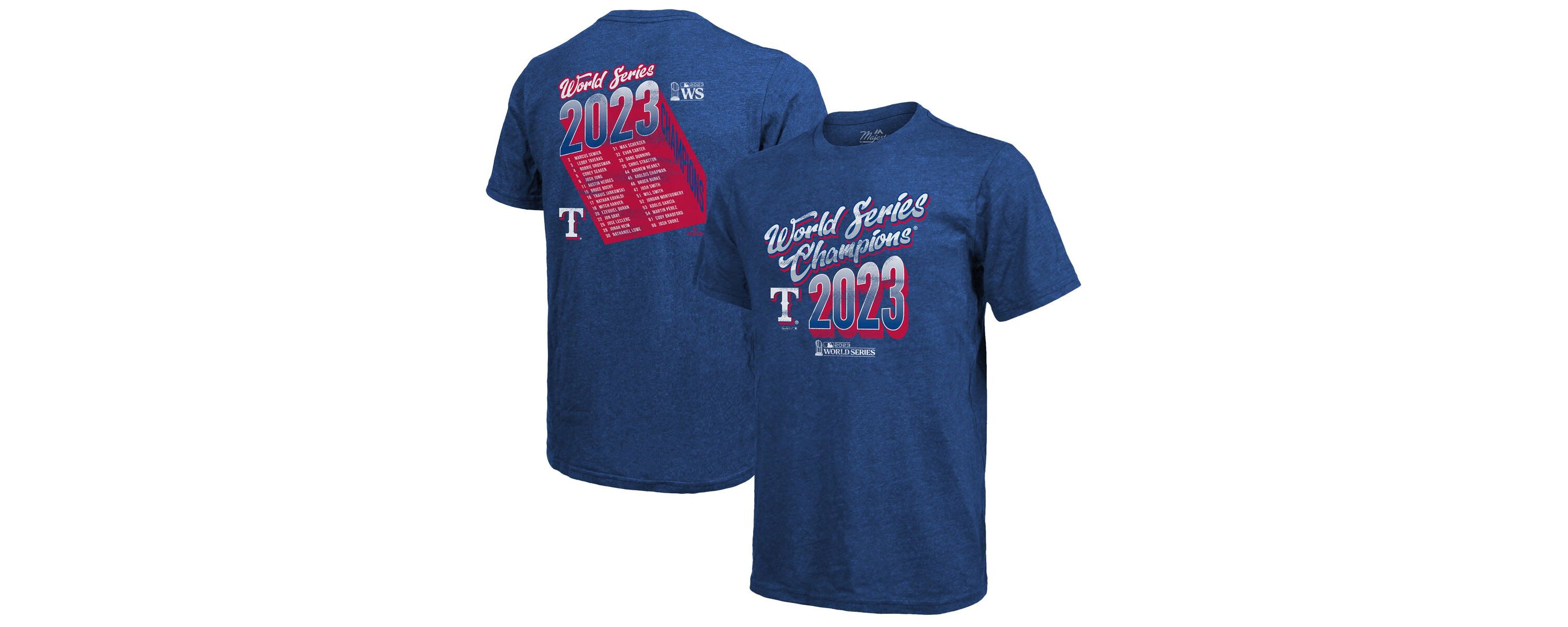 MLB Texas Rangers 2023 World Series s Life Of The Party Tri-Blend Roster T-Shirt