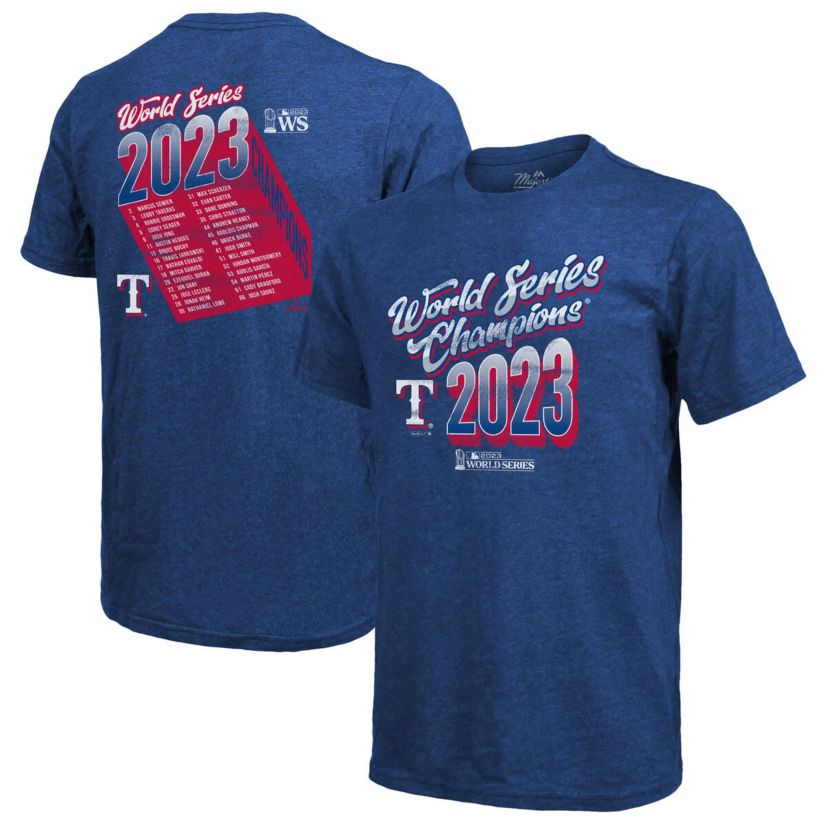 MLB Texas Rangers 2023 World Series s Life Of The Party Tri-Blend Roster T-Shirt