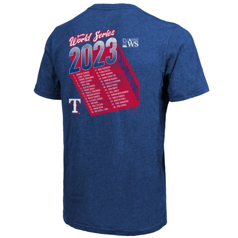 MLB Texas Rangers 2023 World Series s Life Of The Party Tri-Blend Roster T-Shirt