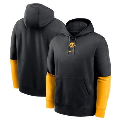 Men's NCAA Nike Iowa Hawkeyes 2024 Sideline Club Pullover Hoodie, Black, Large