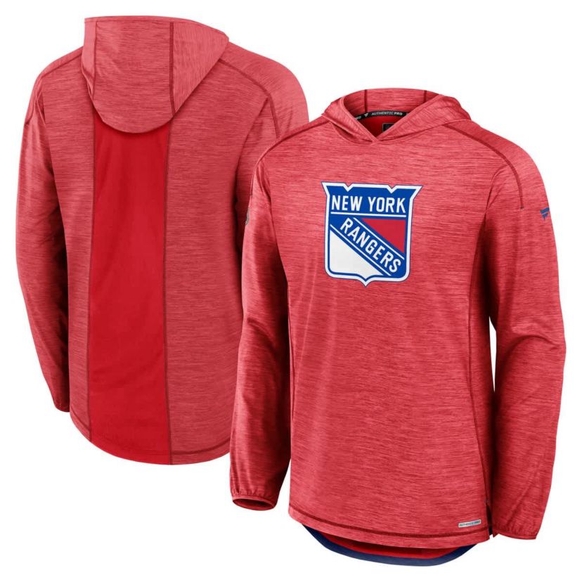 NHL Fanatics New York Rangers Authentic Pro Rink Lightweight Pullover Hoodie