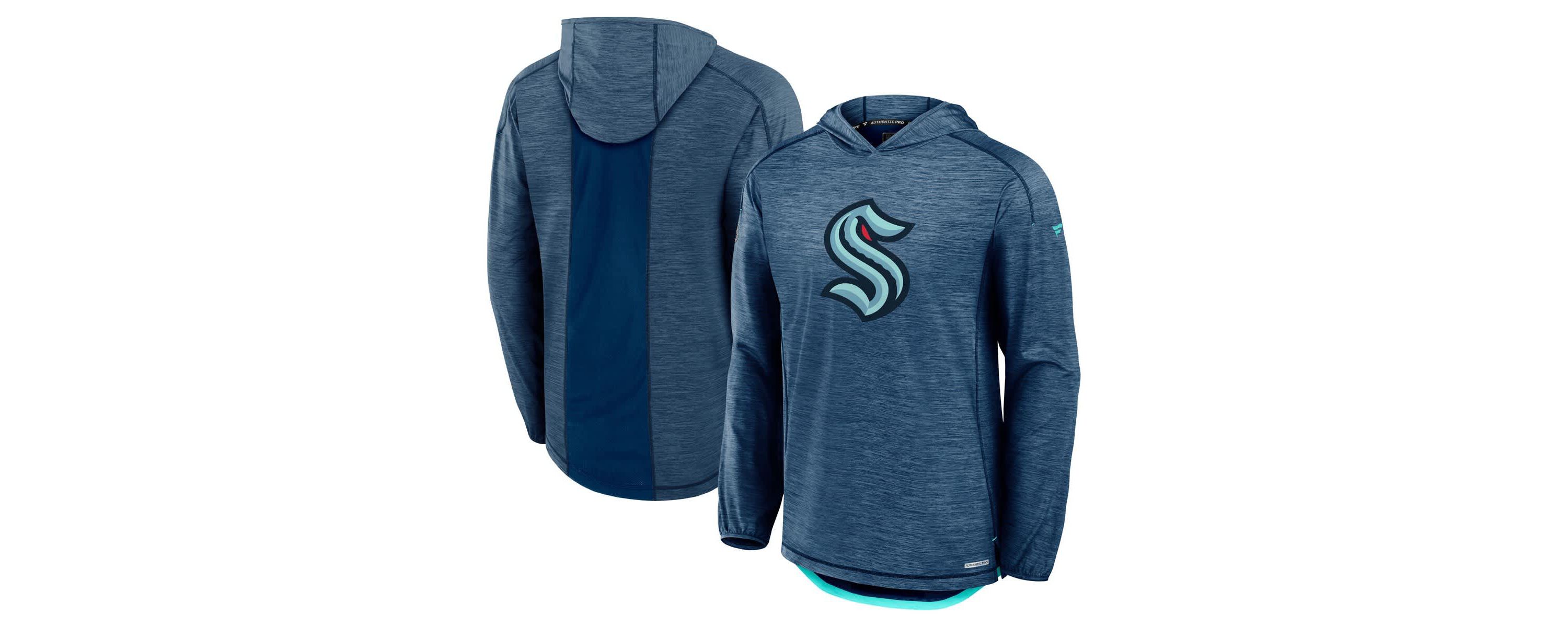 NHL Fanatics Deep Sea Seattle Kraken Authentic Pro Rink Lightweight Pullover Hoodie
