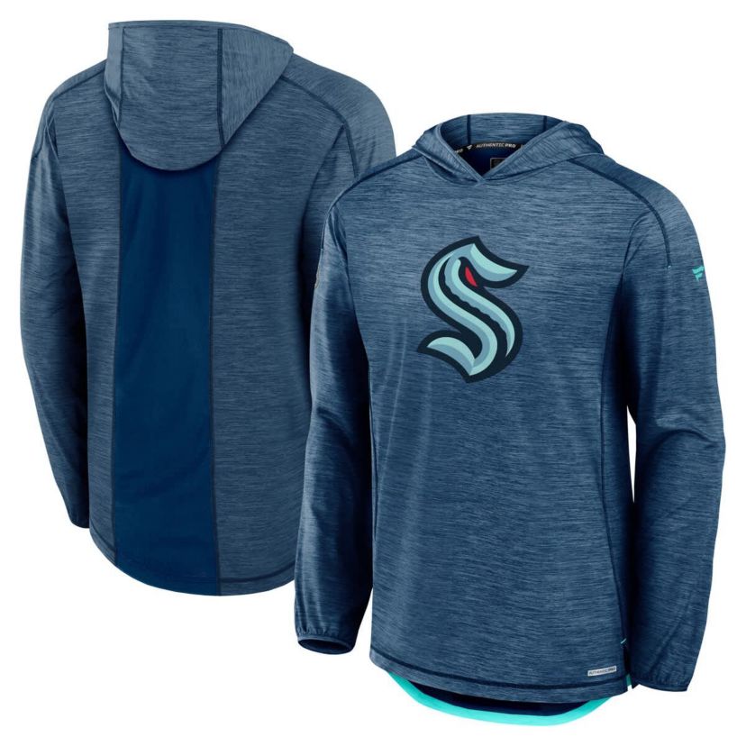 NHL Fanatics Deep Sea Seattle Kraken Authentic Pro Rink Lightweight Pullover Hoodie