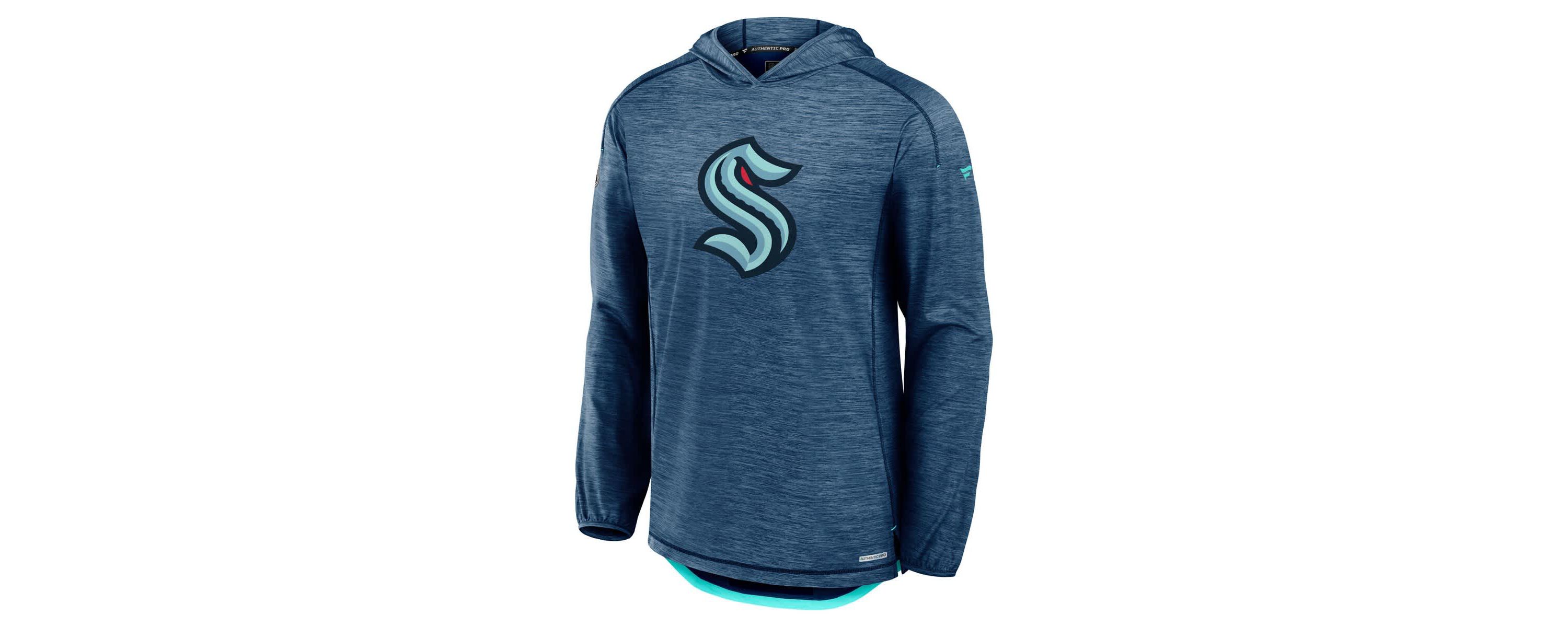 NHL Fanatics Deep Sea Seattle Kraken Authentic Pro Rink Lightweight Pullover Hoodie