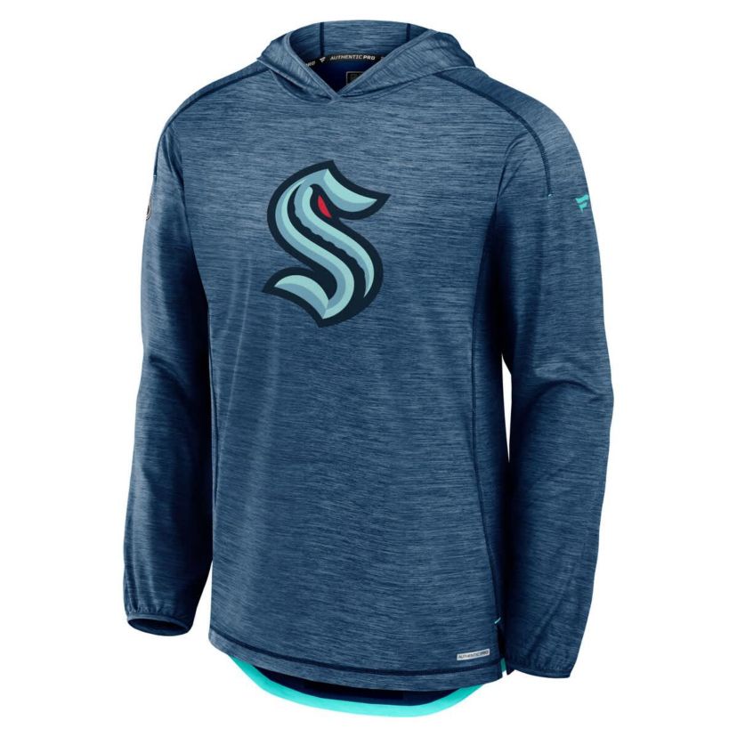 NHL Fanatics Deep Sea Seattle Kraken Authentic Pro Rink Lightweight Pullover Hoodie
