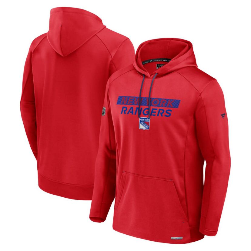 NHL Fanatics New York Rangers Authentic Pro Rink Fleece Pullover Hoodie